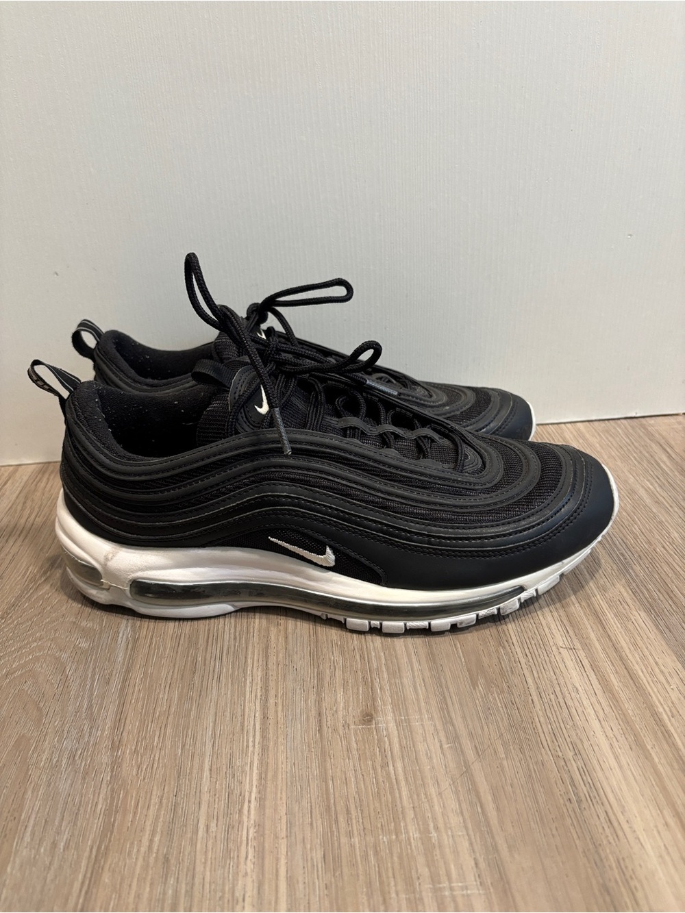 Nike Air Max 97 OG Sneakers Black Retro Trainers White Swoosh Logo Shoes Men 8.5